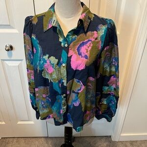 Yas size S floral button down top Pit